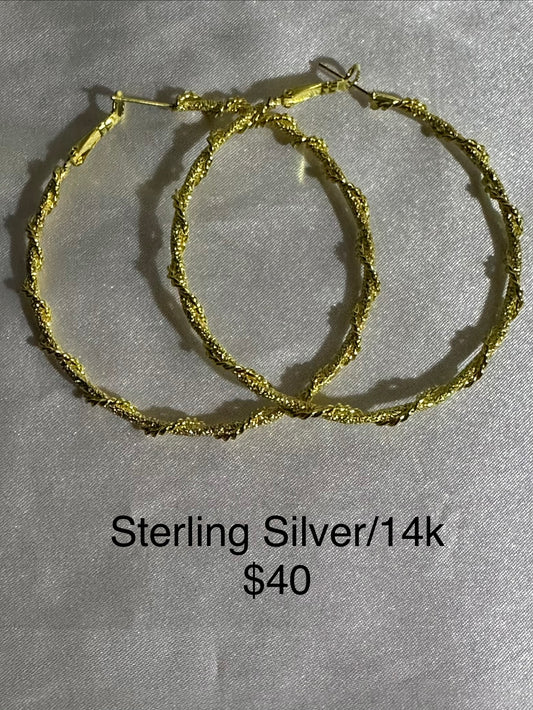 Sterling Silver /14K Hoop Earrings