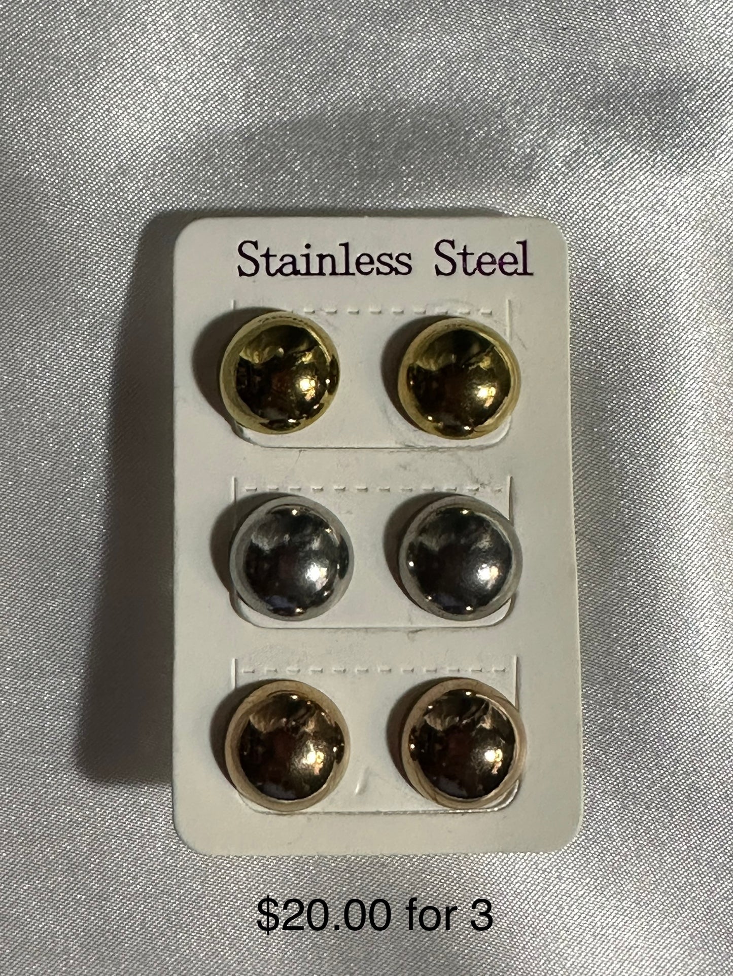 STAINLESS STEEL 3 PACK EARRINGS