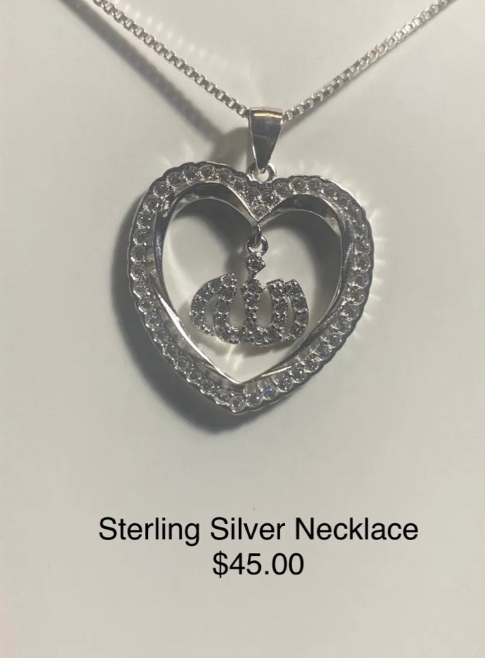 STERLING SILVER HEART NECKLACE CZ