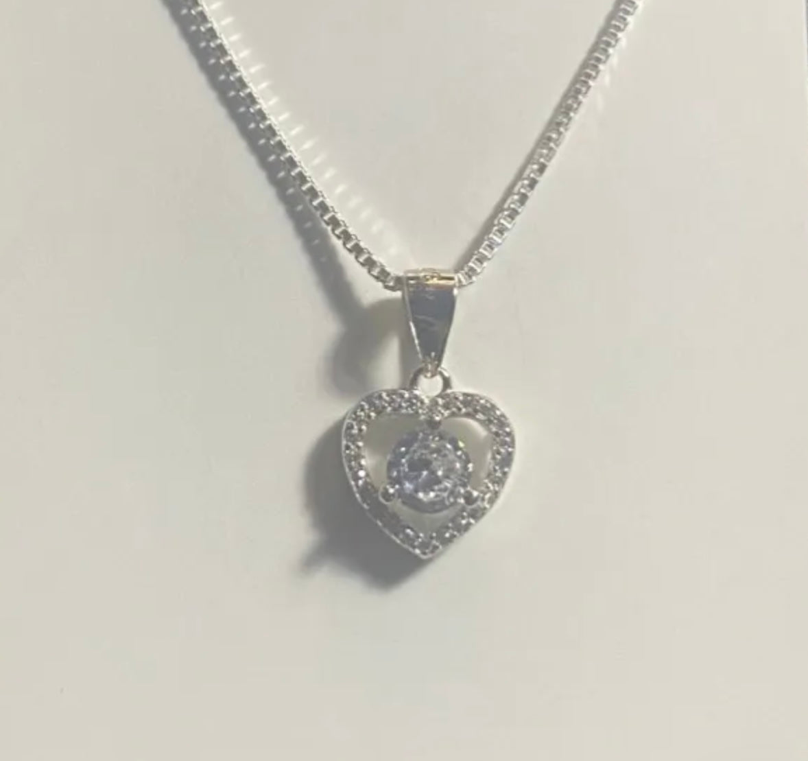 STERLING SILVER HEART NECKLACE CZ